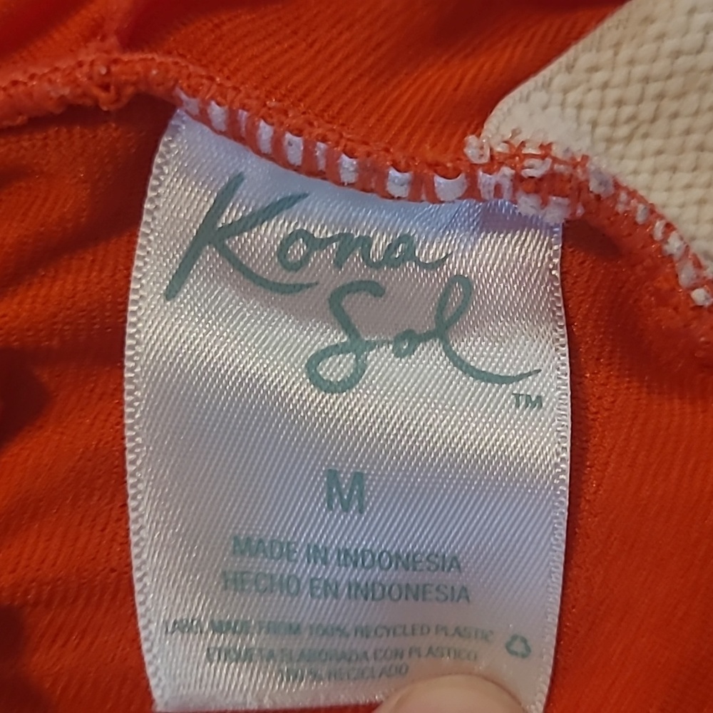 EUC KONA SOL Bright Orange 1 Piece Plunge Adjustable Strap Bathing Suit - Picture 4 of 12
